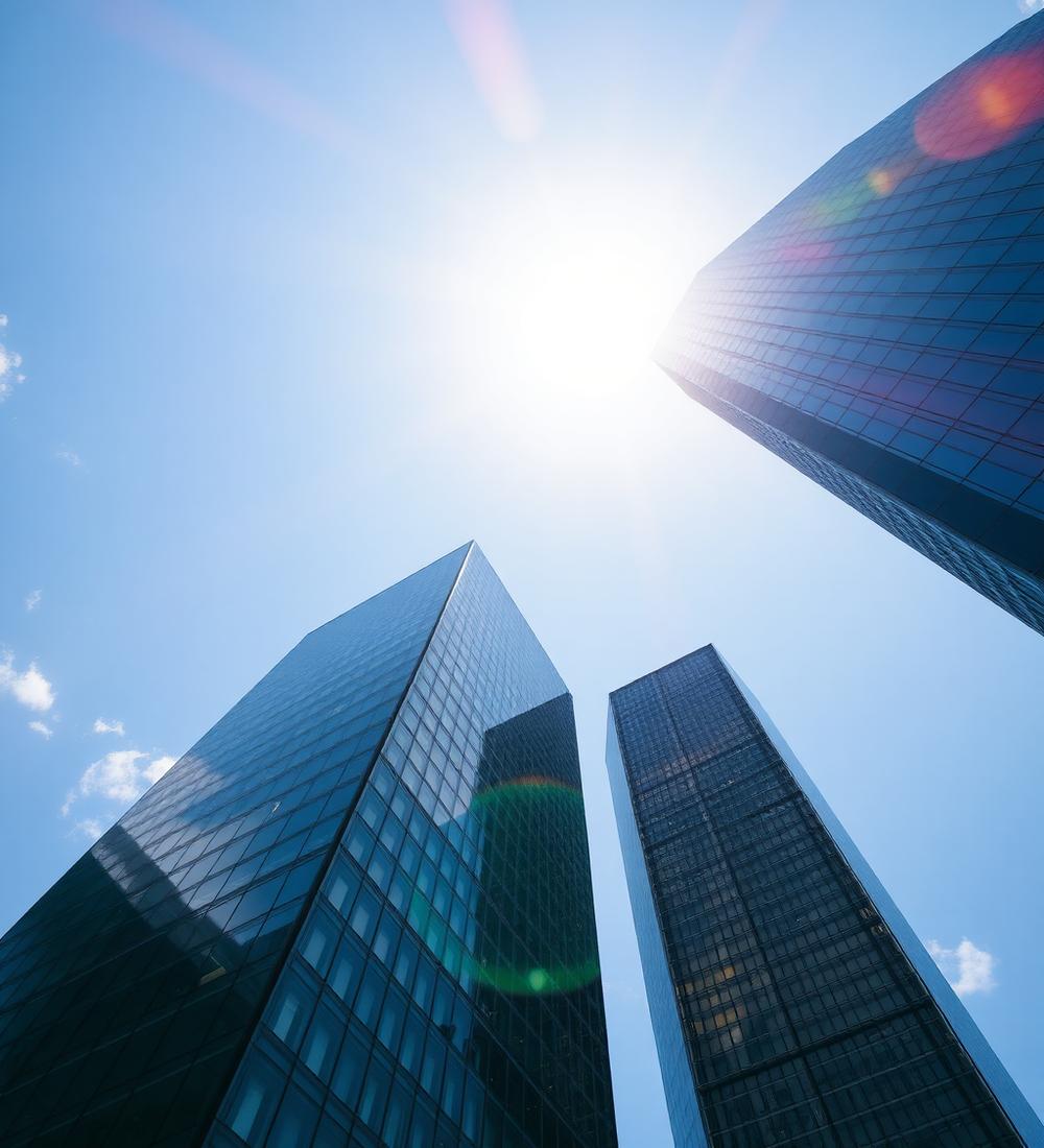 Glass skyscraper viewed from below